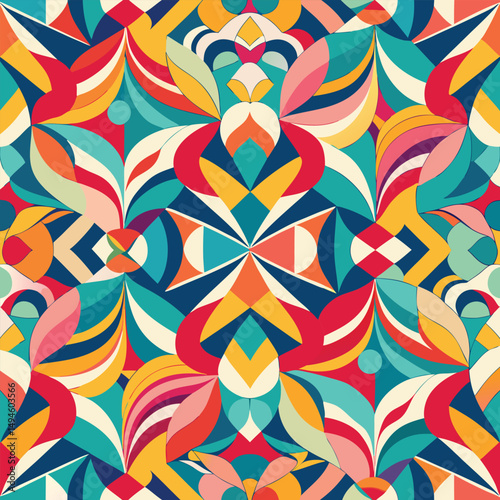 Abstract geometric pattern of farm food. Stylized poster with fruit and vegetables. Agriculture plants in cubism style. Contemporary art of healthy, natural, organic products. Flat vector