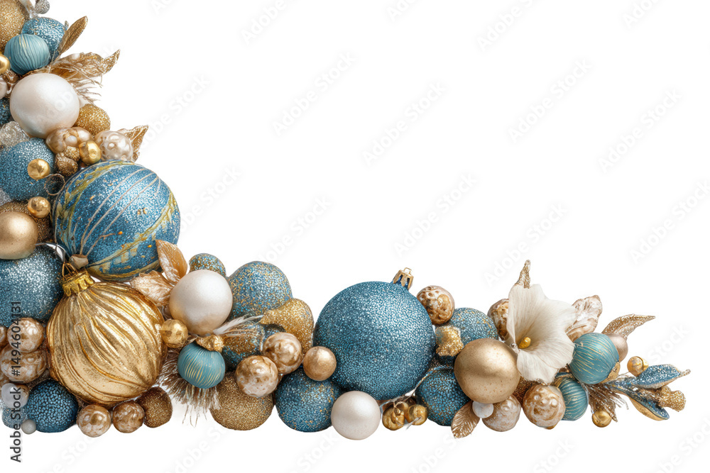 Obraz premium PNG Elegant christmas ornament arrangement with blue and gold spheres