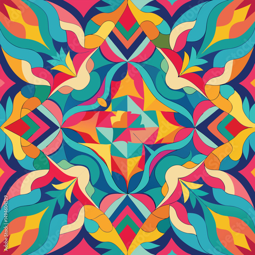 Abstract geometric pattern of farm food. Stylized poster with fruit and vegetables. Agriculture plants in cubism style. Contemporary art of healthy, natural, organic products. Flat vector
