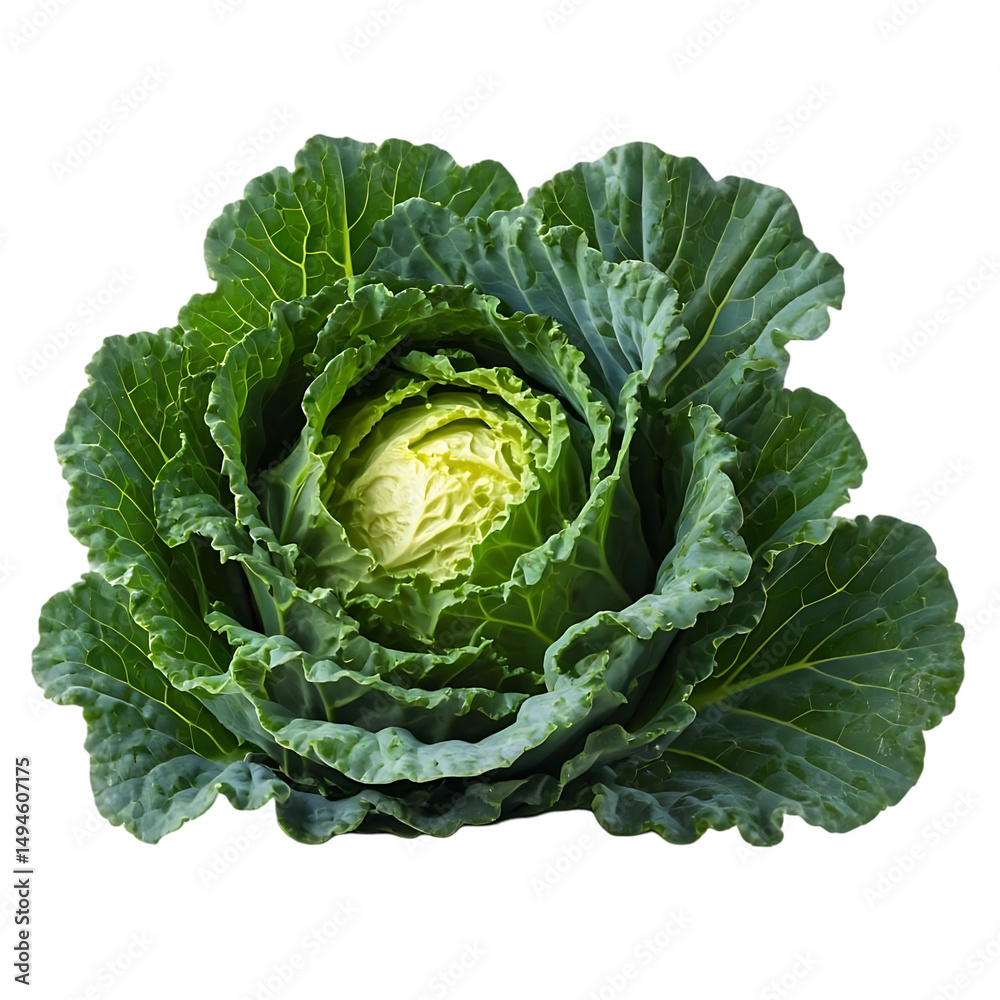 Obraz premium A Vibrant Green Cabbage Exploring the Beauty and Nutritional Value of this Leafy Vegetable