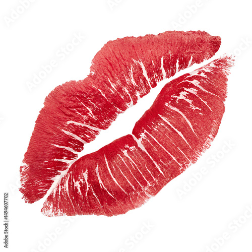 kissing lipstick mark isolated on transparent background
