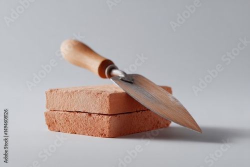 isolated bricklaying trowel minimalistic depiction of construction tools against white backdrop