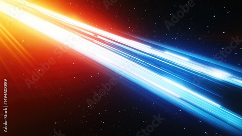 Abstract cosmic energy beams in contrasting colors.