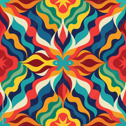 Abstract geometric pattern of farm food. Stylized poster with fruit and vegetables. Agriculture plants in cubism style. Contemporary art of healthy, natural, organic products. Flat vector