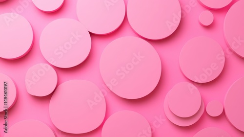 Abstract pink background featuring numerous overlapping circles of varying sizes, creating a textured, three-dimensional effect