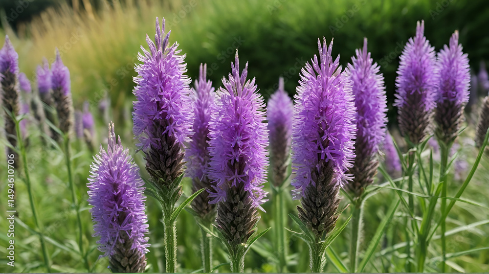 Naklejka premium Prachtscharte (Liatris spicata) im Blumenbeet
