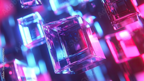 Abstract digital design with vibrant glowing cubes.