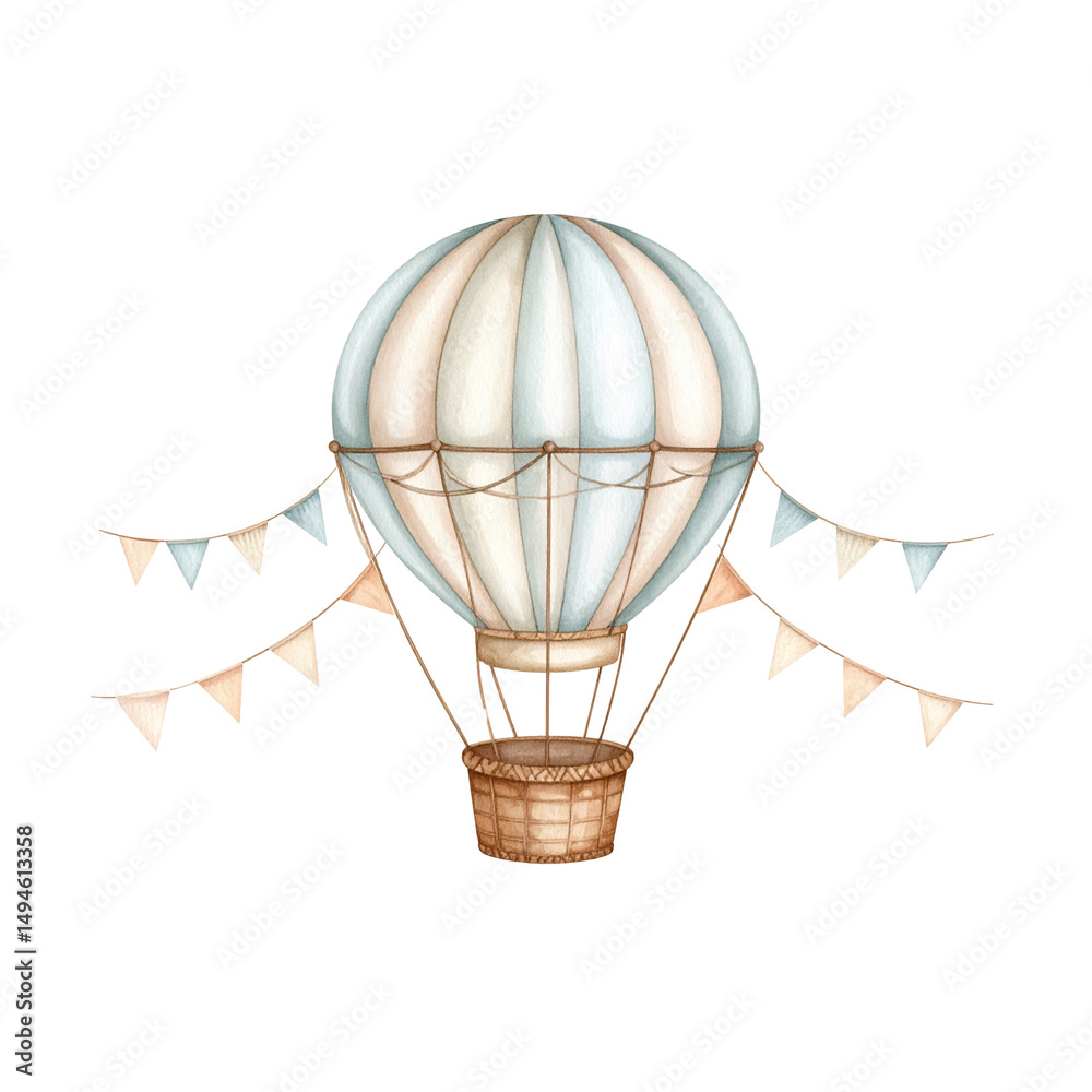 Naklejka premium Isolated hot air balloon against the sky suggests fun travel and freedom in air transportation adventure
