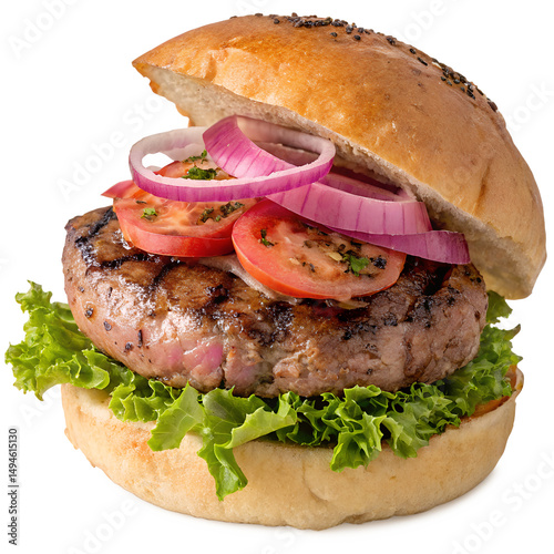 Lamb burger isolation on transparent background