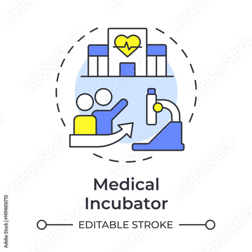 Medical incubator multi color concept icon. Clinical service, research. Healthcare, hospital. Round shape line illustration. Abstract idea. Graphic design. Easy to use in infographic, brochure