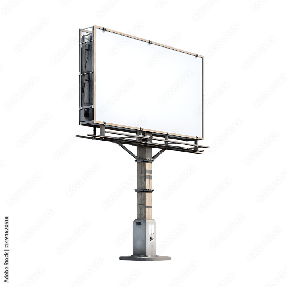 Obraz premium Blank billboard isolated on white background empty advertising sign outdoors