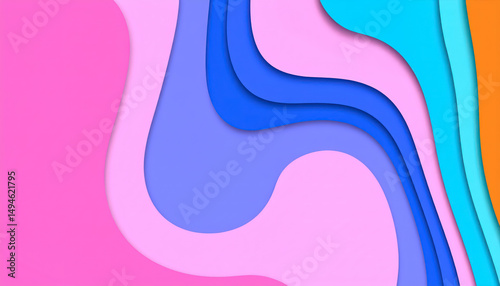 Colorful Papercut Layered Abstract Background, Fondo Abstracto de Capas Estilo Recorte de Papel, Generated Image