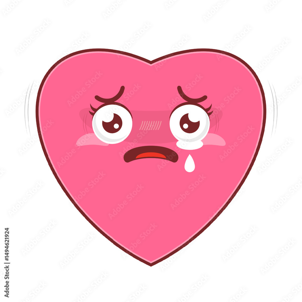 Naklejka premium heart scared face cartoon cute
