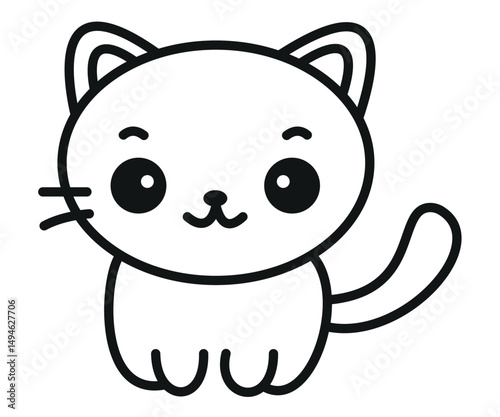 Cute Kawaii Cat Vector Illustration for Kids