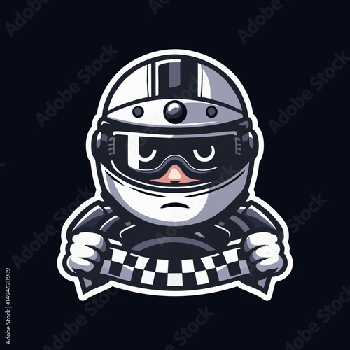 Stylish Racing Mascot Vector Design for Automotive Race Track Championship Performance Drift Fast Lap Winner Adrenaline Icon Sporty Cartoon Dynamic Sticker Car Turbo Rally Competition Logo