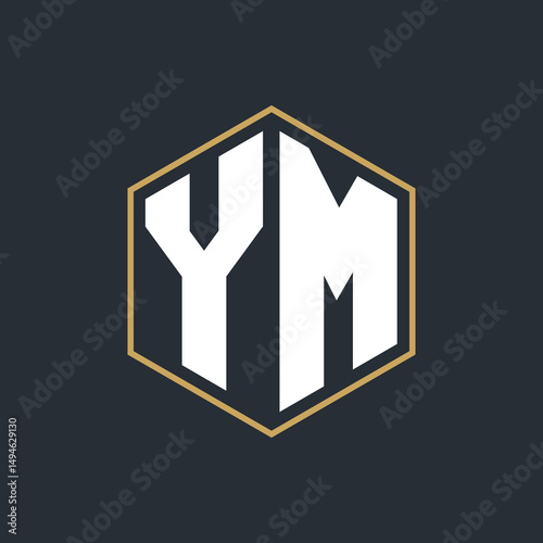 Modern Luxury Letter Monogram Logo with Polygon Frame Design
