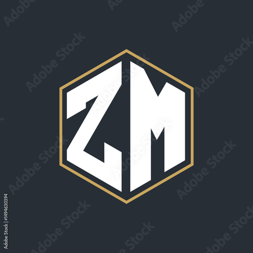 Modern Luxury Letter Monogram Logo with Polygon Frame Design

