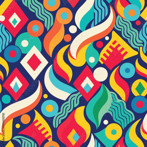 Abstract geometric pattern of farm food. Stylized poster with fruit and vegetables. Agriculture plants in cubism style. Contemporary art of healthy, natural, organic products. Flat vector