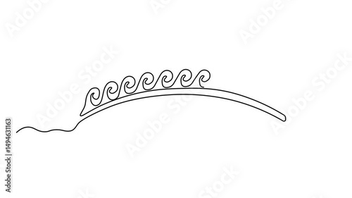 abstract little antique bridge over the river. Self drawing animation one continuous line draw, logo