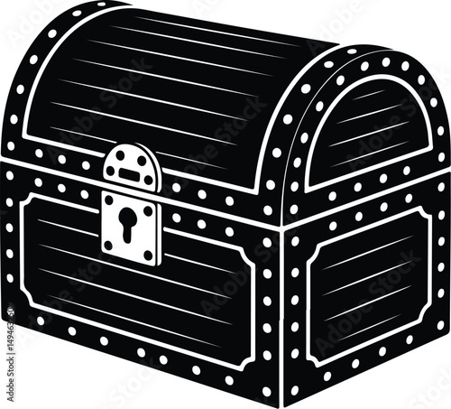 Wooden Chest Silhouette Set – Vintage Treasure Box Icons Collection Chest Box Vector Set – Wooden Silhouette Icons for Pirates & Storage