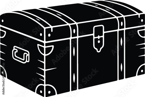 Wooden Chest Silhouette Set – Vintage Treasure Box Icons Collection Chest Box Vector Set – Wooden Silhouette Icons for Pirates & Storage