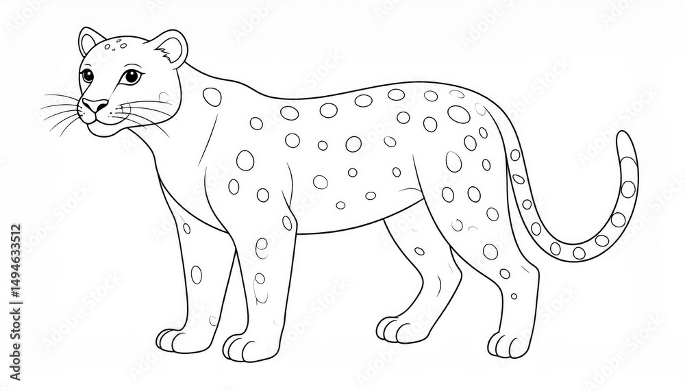 Fototapeta premium Outlined drawing of a large spotted feline.