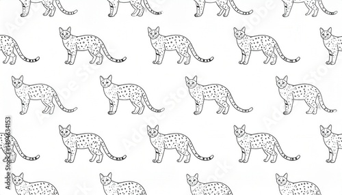 Wallpaper Mural Repeating pattern of feline silhouettes in black and white. Torontodigital.ca