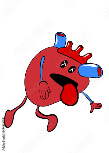 heart dying cartoon illustration