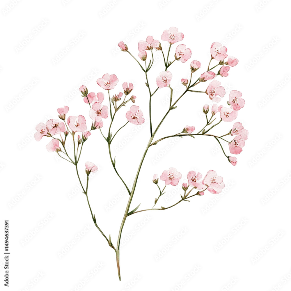 Fototapeta premium pink cherry tree Watercolor Clipart, Illustration, Transparent Background