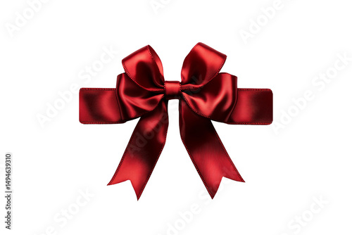 Obraz na płótnie Classic crimson satin gift bow with horizontal ribbon and crisp edges, isolated on a transparent background w salonie
