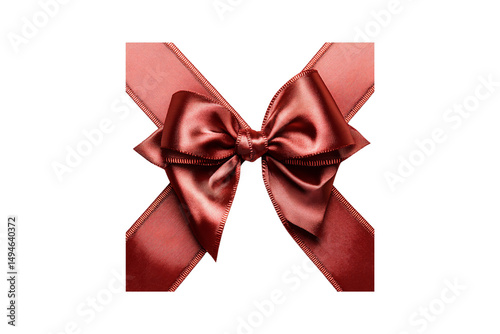 Obraz na płótnie Diagonal salmon-colored satin bow with luxurious sheen and formal styling, isolated on a transparent background w salonie