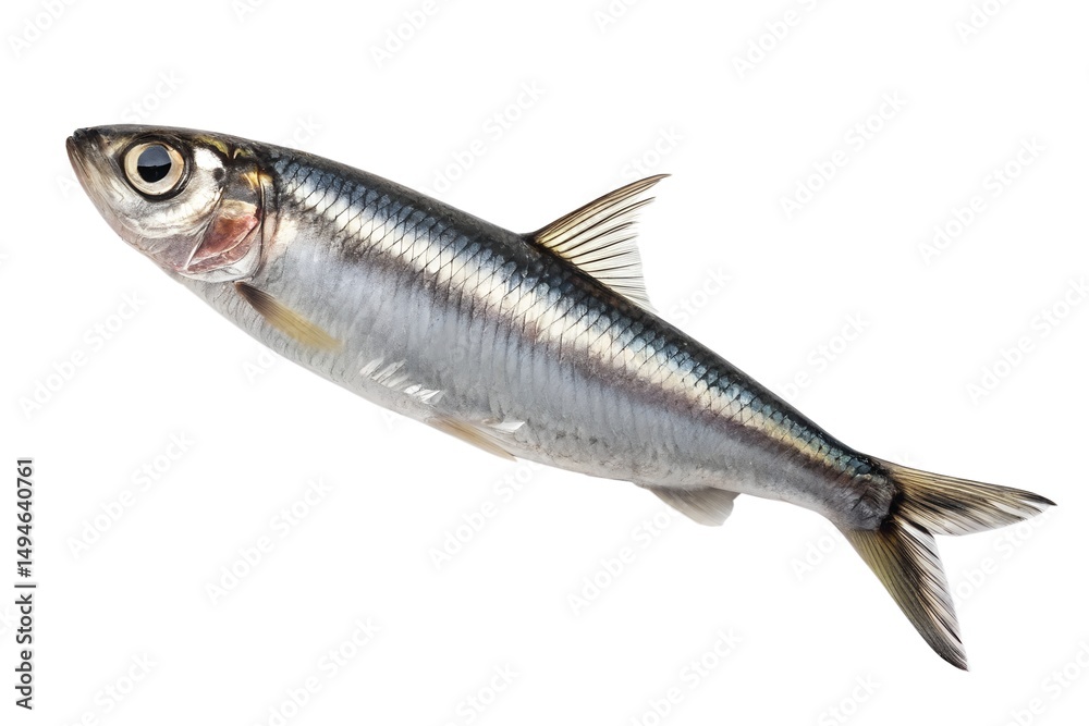 Fototapeta premium Fresh raw silver fish isolated on a white background, perfect for a healthy seafood meal