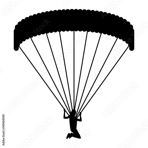 Silhouette of a Skydiver with Parachute in Flight