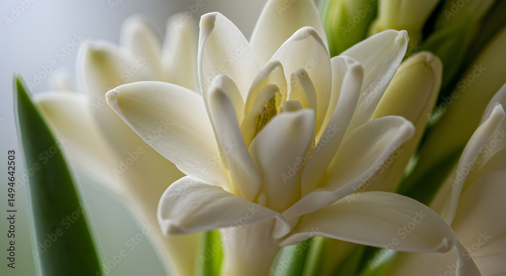 Obraz premium Tuberose Petals Captured in Extreme Close-up, Emphasizing Softness and Natural Floral Structure