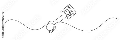 continuous line drawing of piston.single line drawing of car repair sign,mechanic,engine technician.line art vector illustration