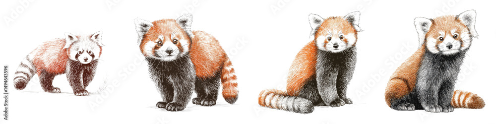 Obraz premium Adorable red pandas in their natural habitat