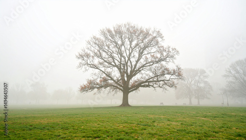 Wallpaper Mural Solitary Tree in a Misty Meadow A Serene Winter Landscape Torontodigital.ca
