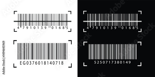 Simple barcode icons in black on isolated white background. Simple fake bar code. Barcode product distribution icon label Collection. vector.