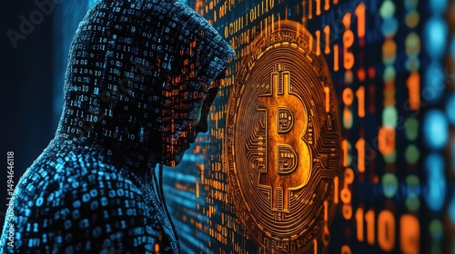 Cryptocurrency Hacker in Digital Hoody