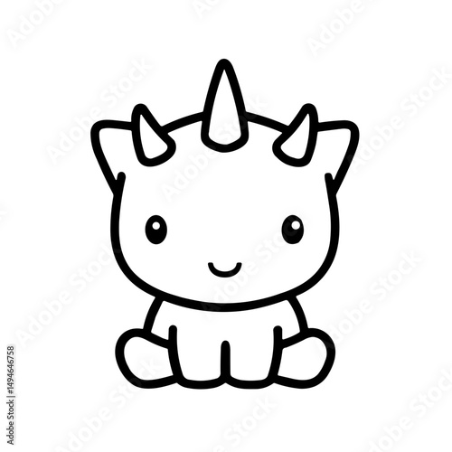 Simple dinosaur Triceratops Icon 