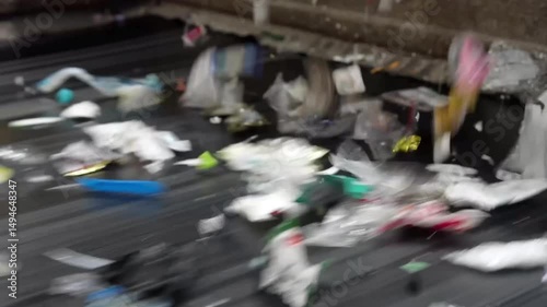 Wallpaper Mural Automated Waste Sorting: Mixed Materials on Conveyor. Torontodigital.ca