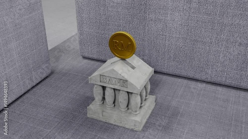 Malaysia Coin on Miniature Bank Model 
