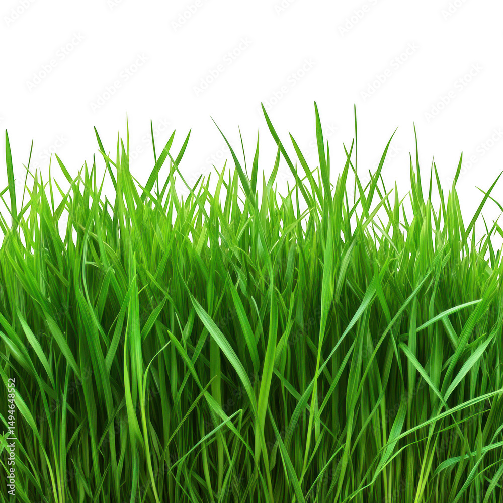 Obraz premium Fresh green grass blades isolated on transparent background