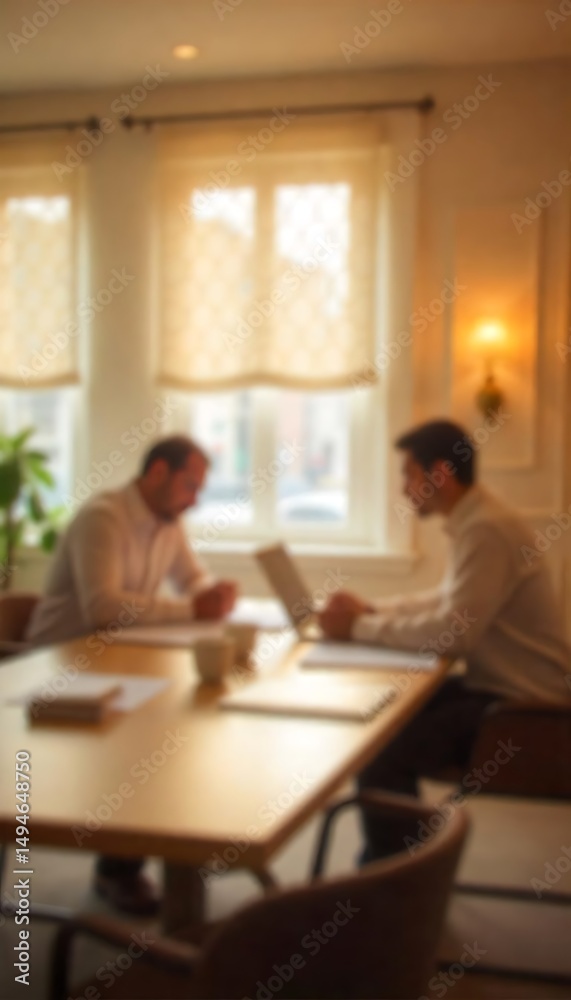Obraz premium Generative AI Two Businessmen Discussing a Project in a Bright Office