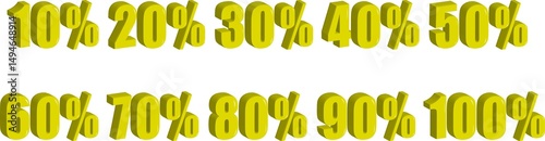 Yellow Percentage ballon Numbers Ten to One Hundred Sale Discount Graphic
