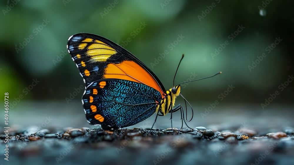 Colorful butterfly on dark ground Colorful butterfly on dark ground