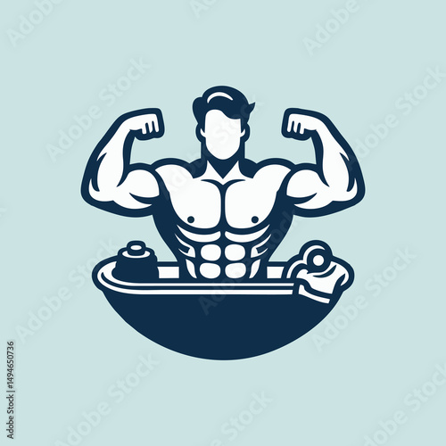 Cartoon Flat Design of Muscular Male in Spa with Towel Sitting in Steam Sauna Representing Fitness Gym Relaxation Therapy Wellness and Selfcare Concept for Vector Style Illustration or Background