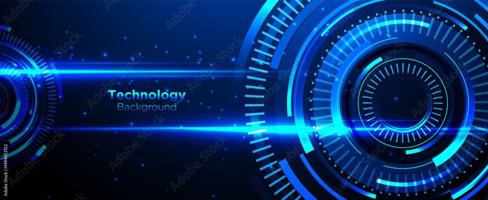 Fototapeta premium Futuristic technology communication and connection ring background on dark blue background