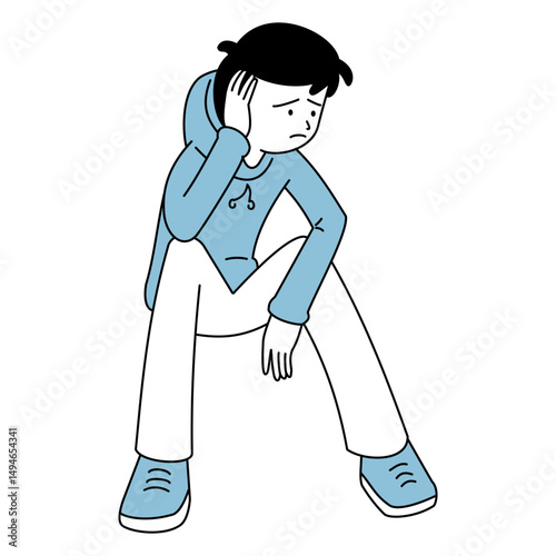outline illustration of a person who is feeling stressed and has poor mental health
