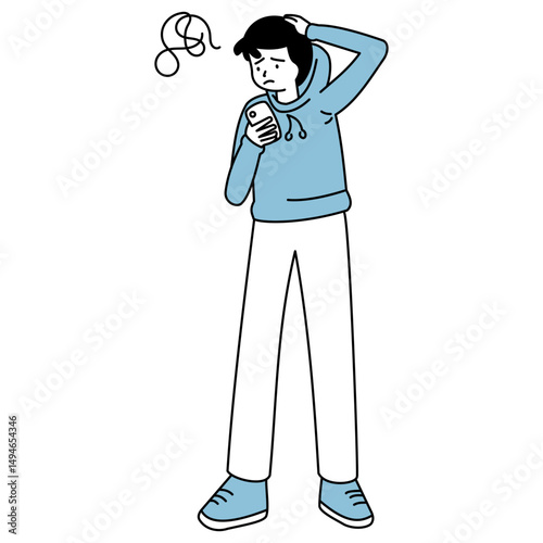 outline illustration of a person who is feeling stressed and has poor mental health